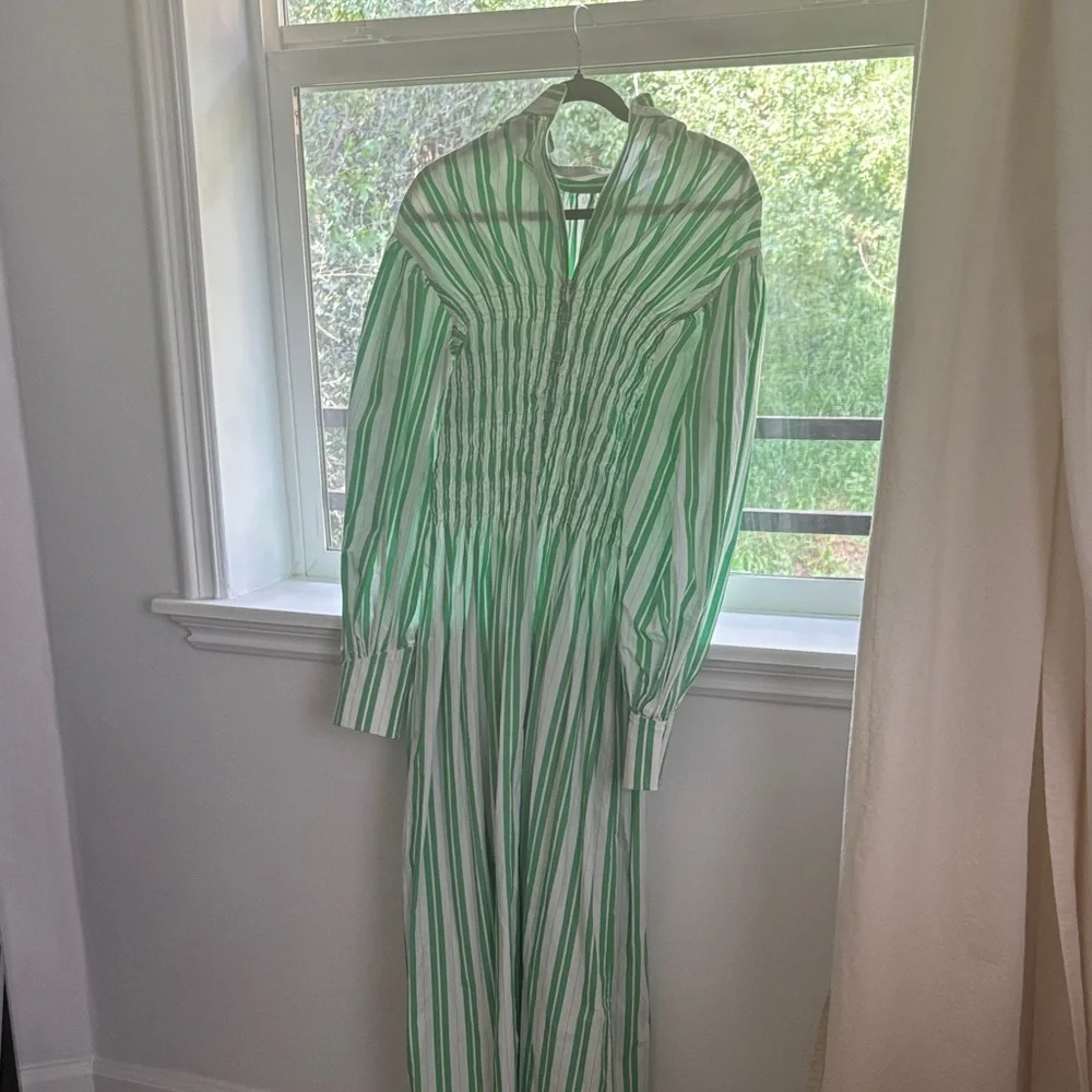 Ganni Green Striped Women's Dress Size 36 - Picture 4 of 5